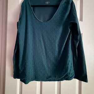 LOFT Dark Teal Textured Long Sleeve Top